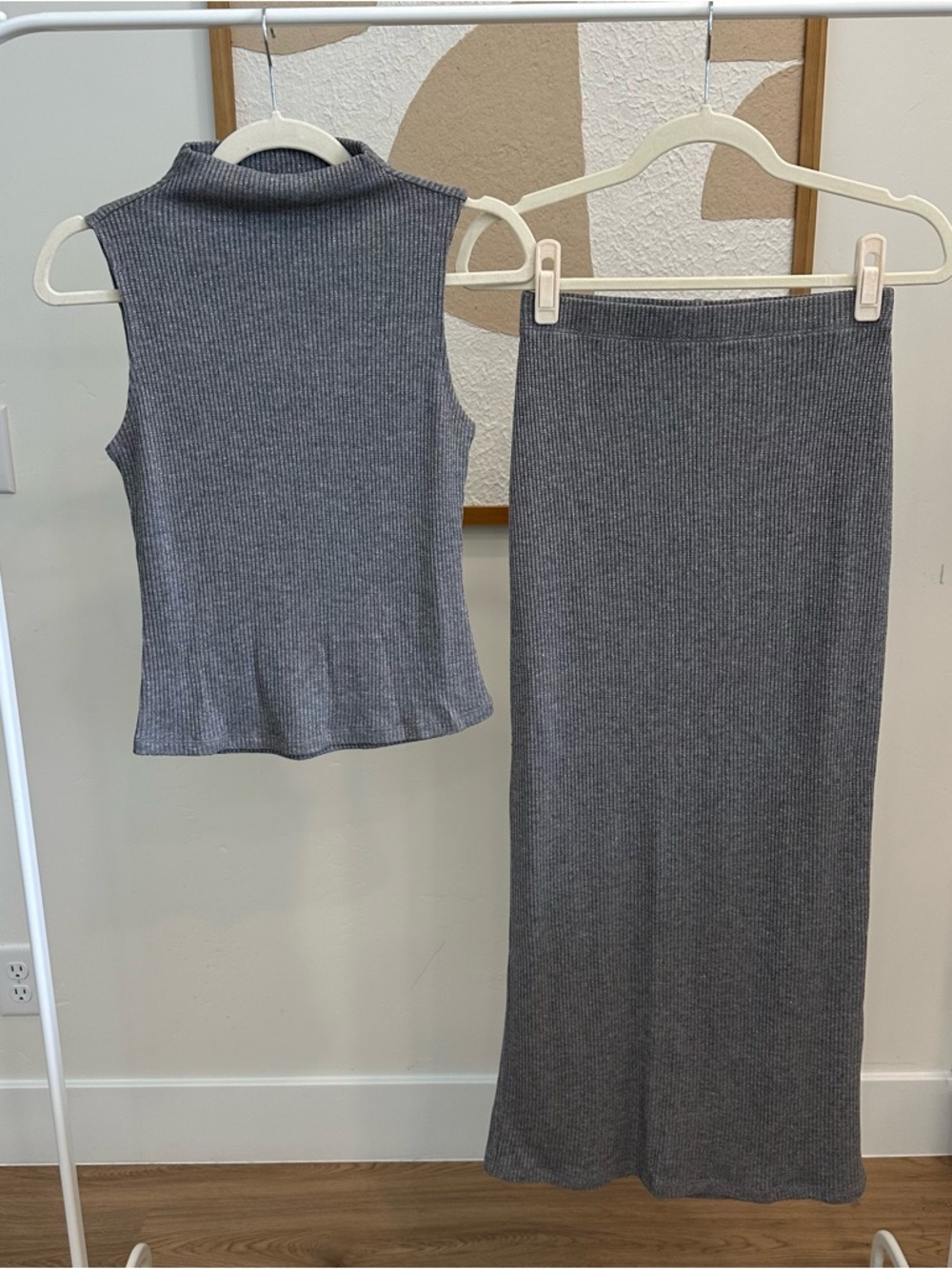 Ribbed Knit Maxi Skirt w/ Subtle Sparkle